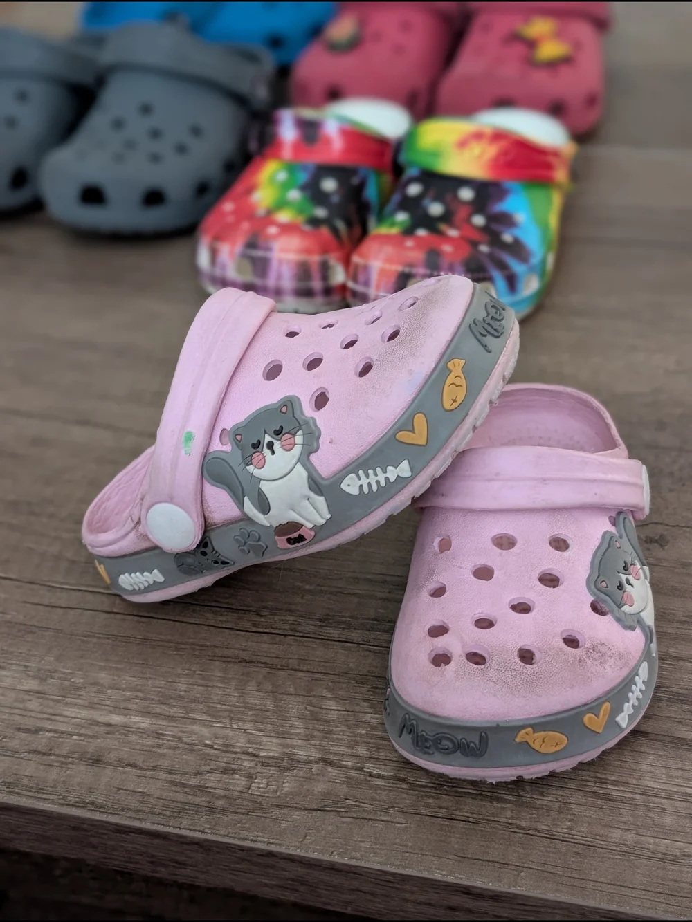 Kids Pink Cat Clog Sandals - Comfortable Slip-On